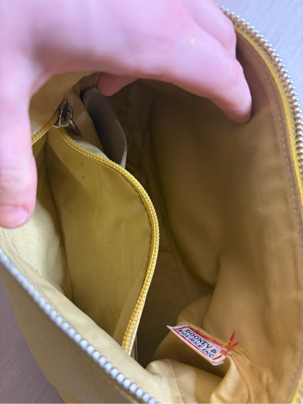 Dooney & Bourke Yellow Shoulder Bag with Tan Trim - Picture 13 of 15